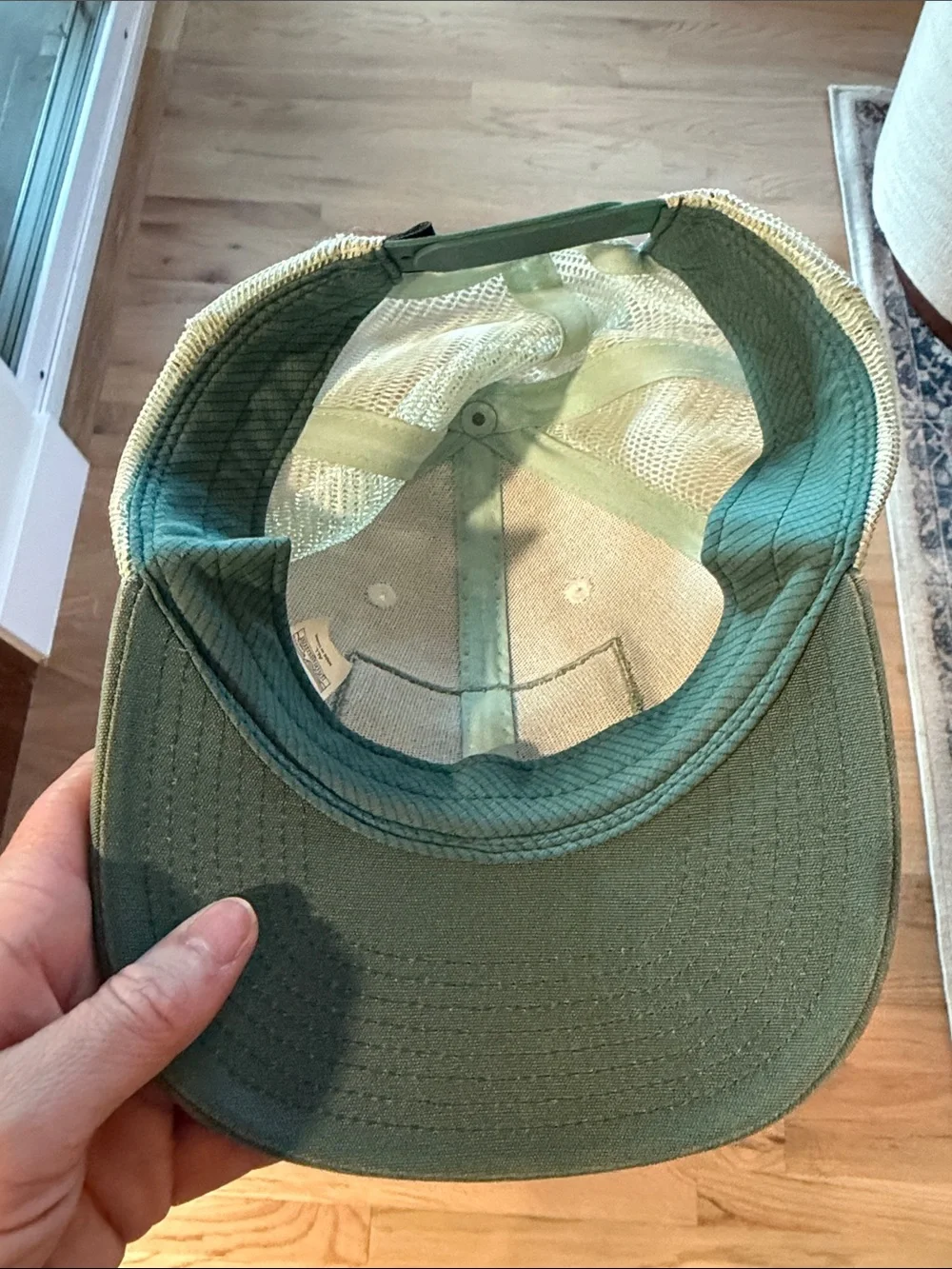 Patagonia Trucker Hat with Multicolor Logo and Green Brim